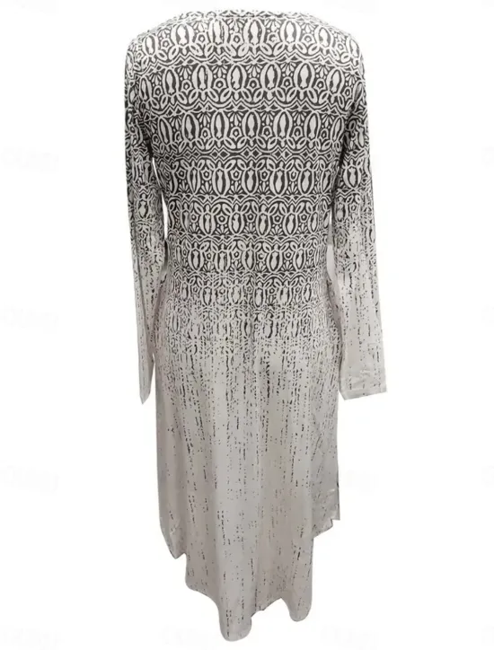 Clearance Women's Maxi Dress Ethnic Dress Print Dress Spring Dress Vintage Ethnic Tribal Outdoor Vacation Daily Regular Fit Floral Tribal Long Sleeve Crew Neck White Yellow Wine Blue Summer Spring Fall Women T Shirt Dresses