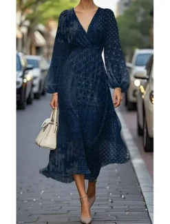 Women's Maxi Dress Pleated Dress Work Dresses Fit And Flare Dress Birthday Casual Formal Office Date Regular Fit Floral Graphic Sleeveless V Neck Navy Champagne Pink Blue Summer Spring Women Cocktail Dress