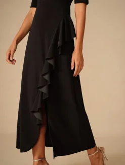 Hot Women's Maxi Dress Ruffle Dress Elegant Regular Fit Solid Color Short Sleeve Crew Neck Summer Spring Fall Women Cocktail Dress
