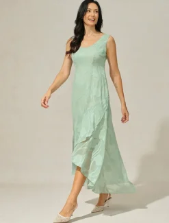 Best Women's Maxi Dress Ruffle Dress Elegant Wedding Wedding Guest Evening Party Floral Sleeveless U Neck Summer Spring Women Cocktail Dress