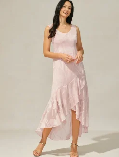 Best Women's Maxi Dress Ruffle Dress Elegant Wedding Wedding Guest Evening Party Floral Sleeveless U Neck Summer Spring Women Cocktail Dress