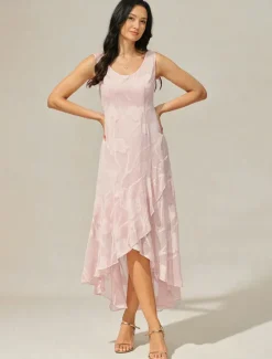 Best Women's Maxi Dress Ruffle Dress Elegant Wedding Wedding Guest Evening Party Floral Sleeveless U Neck Summer Spring Women Cocktail Dress