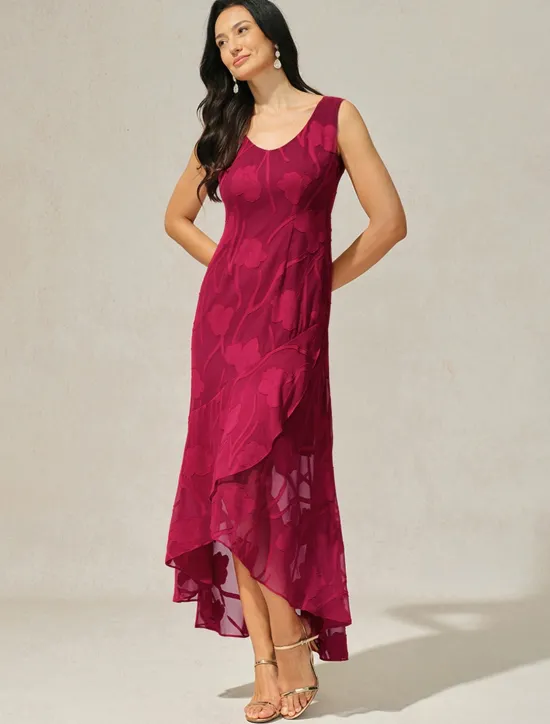Online Women's Maxi Dress Ruffle Dress Elegant Wedding Wedding Guest Evening Party Regular Fit Floral Sleeveless U Neck Summer Spring Women Cocktail Dress