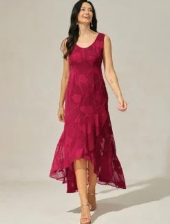 Online Women's Maxi Dress Ruffle Dress Elegant Wedding Wedding Guest Evening Party Regular Fit Floral Sleeveless U Neck Summer Spring Women Cocktail Dress