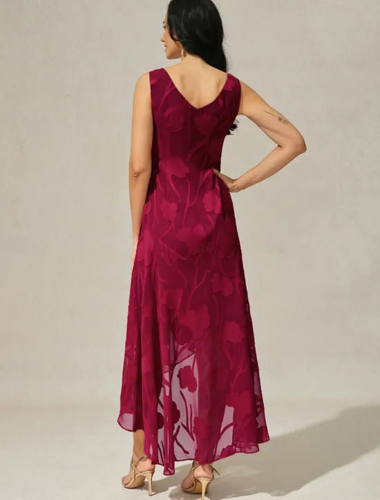 Online Women's Maxi Dress Ruffle Dress Elegant Wedding Wedding Guest Evening Party Regular Fit Floral Sleeveless U Neck Summer Spring Women Cocktail Dress
