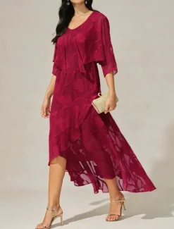 Online Women's Maxi Dress Ruffle Dress Elegant Wedding Wedding Guest Evening Party Regular Fit Floral Sleeveless U Neck Summer Spring Women Cocktail Dress