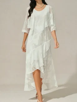 Sale Women's Maxi Dress Ruffle Dress Elegant Wedding Wedding Guest Evening Party Regular Fit Floral Sleeveless U Neck Summer Spring Women Cocktail Dress