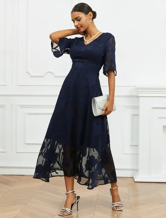 Discount Women's Maxi Dress Semi Formal Dress A Line Dress Elegant Work Birthday Flutter Sleeve Wedding Guest Cocktail Party Formal Evening Regular Fit Solid Color Plain Half Sleeve V Neck Black Pink Red Green Women Chiffon Dresses|Floral Dresses