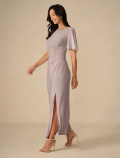 Best Women's Maxi Dress Sheath Dress Elegant Party Wedding Party Wedding Guest Solid Color Short Sleeve Crew Neck Summer Spring Fall Women Cocktail Dress