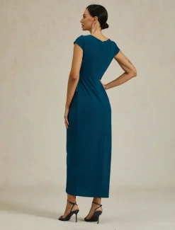Women's Maxi Dress Sheath Dress Elegant Regular Fit Solid Color Short Sleeve V Neck Summer Spring Women Cocktail Dress