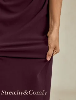 Best Women's Maxi Dress Sheath Dress Pleated Dress Ruffle Dress Elegant Party Semi Formal Wedding Guest Evening Party Graduation Solid Color Sleeveless Crew Neck Boat Neck Summer Spring Fall Women Cocktail Dress