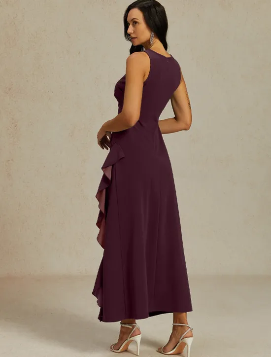 Best Women's Maxi Dress Sheath Dress Pleated Dress Ruffle Dress Elegant Party Semi Formal Wedding Guest Evening Party Graduation Solid Color Sleeveless Crew Neck Boat Neck Summer Spring Fall Women Cocktail Dress