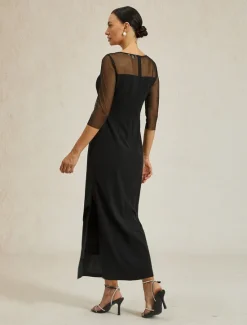 Best Women's Maxi Dress Sheath Dress Elegant Birthday Formal Solid Color 3/4 Length Sleeve Crew Neck Summer Spring Fall Women Cocktail Dress