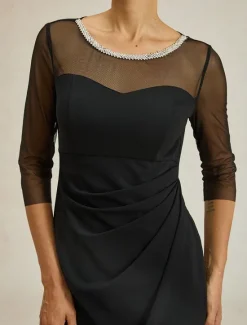 Best Women's Maxi Dress Sheath Dress Elegant Birthday Formal Solid Color 3/4 Length Sleeve Crew Neck Summer Spring Fall Women Cocktail Dress