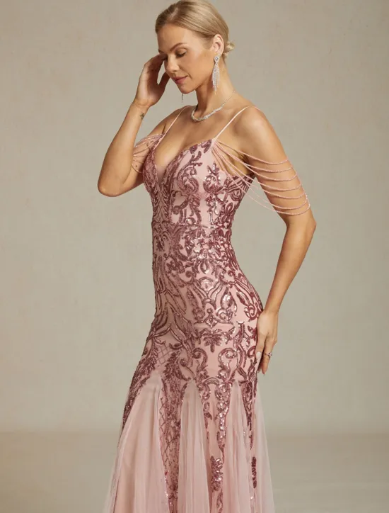 Women's Maxi Dress Sheath Dress Chiffon Dress Trumpet Mermaid Dress Tulle Dress Elegant Party Birthday Geometric Sleeveless V Neck Summer Women Cocktail Dress