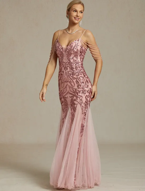Women's Maxi Dress Sheath Dress Chiffon Dress Trumpet Mermaid Dress Tulle Dress Elegant Party Birthday Geometric Sleeveless V Neck Summer Women Cocktail Dress