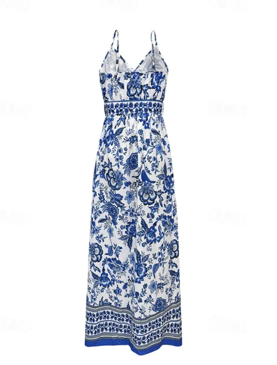 Outlet Women's Maxi Dress Summer Dress Boho Dress Cami Dress Stylish Ethnic Vacation Daily Date Regular Fit Floral Sleeveless V Neck Summer Women Spring Dresses