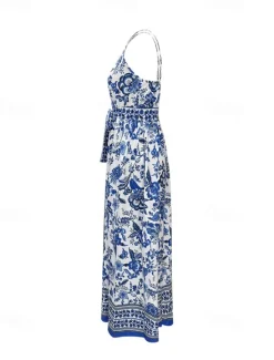 Outlet Women's Maxi Dress Summer Dress Boho Dress Cami Dress Stylish Ethnic Vacation Daily Date Regular Fit Floral Sleeveless V Neck Summer Women Spring Dresses