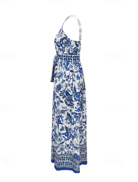 Outlet Women's Maxi Dress Summer Dress Boho Dress Cami Dress Stylish Ethnic Vacation Daily Date Regular Fit Floral Sleeveless V Neck Summer Women Spring Dresses