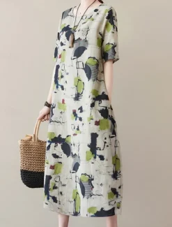 Discount Women's Maxi Dress Summer Dress Casual Daily Regular Fit Graphic Short Sleeve Crew Neck Summer Women Casual Dress|Dresses
