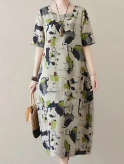 Discount Women's Maxi Dress Summer Dress Casual Daily Regular Fit Graphic Short Sleeve Crew Neck Summer Women Casual Dress|Dresses