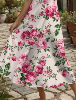 Best Women's Maxi Dress Sundress A Line Dress Slip Dress Vacation Casual Boho Beach Regular Fit Floral Graphic Sleeveless V Neck Yellow Red Blue Purple Summer Spring Women Vacation Dresses