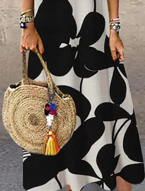 Clearance Women's Maxi Dress Sundress Shift Dress Summer Dress Casual Vacation Party Casual Regular Fit Floral Print Sleeveless Crew Neck Summer Spring Women Vacation Dresses