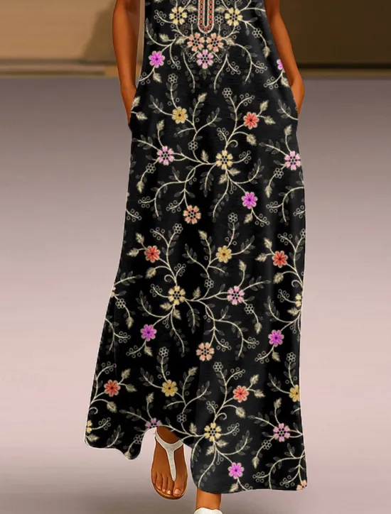 Sale Women's Maxi Dress Sundress A Line Dress Summer Dress Vacation Casual Boho Daily Holiday Regular Fit Floral Graphic Sleeveless V Neck Summer Women Sundresses