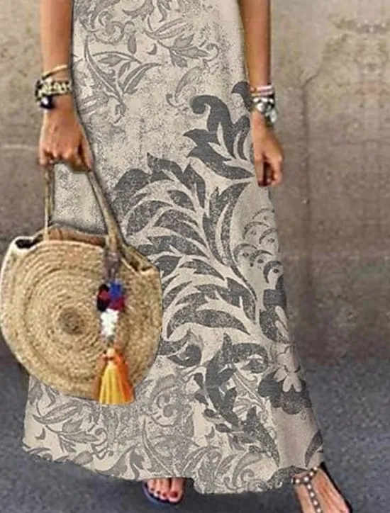 Clearance Women's Maxi Dress Sundress Shift Dress Summer Dress Elegant Casual Vacation Party Casual Regular Fit Floral Print Sleeveless Crew Neck Summer Spring Women Sundresses