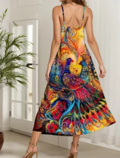 Best Women's Maxi Dress Sundress A Line Dress Slip Dress Vacation Casual Flowy Beach Regular Fit Floral Graphic Animal Sleeveless V Neck Spaghetti Strap Yellow Red Blue Purple Summer Spring Women Vacation Dresses