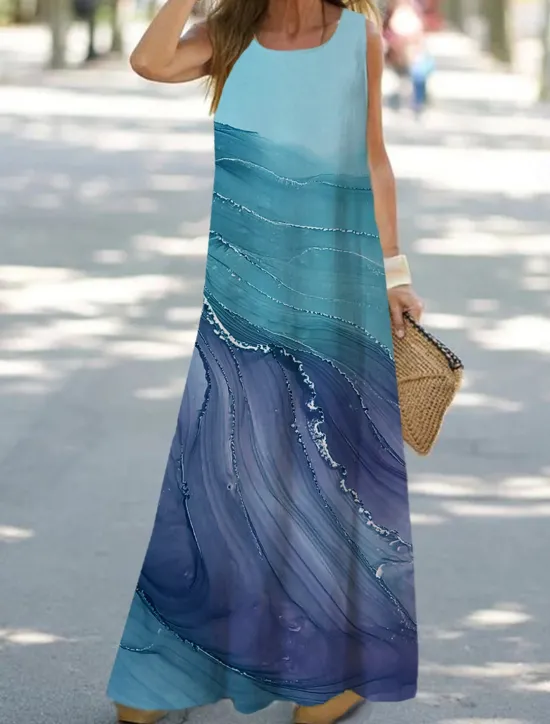 Sale Women's Maxi Dress Sundress Shift Dress Tank Dress Fashion Streetwear Modern Outdoor Vacation Party Loose Fit Ombre Floral Marble Sleeveless Crew Neck Light Pink Pink Navy Blue Blue Women Vacation Dresses