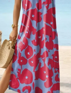 Sale Women's Maxi Dress Sundress Shift Dress Summer Dress Vintage Ethnic Vacation Casual Holiday Regular Fit Floral Short Sleeve Crew Neck Summer Women Spring Dresses|T Shirt Dresses