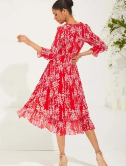 Clearance Women's Maxi Dress Swing Dress Elegant Cute Stylish Split Sleeve Vacation Regular Fit Floral Long Sleeve V Neck Summer Spring Women Vacation Dresses|Spring Dresses