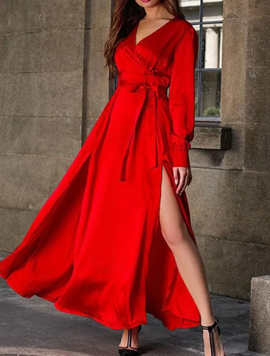 Clearance Women's Maxi Dress Swing Dress Boho Chic Dresses Stylish Sexy Boho Vacation Daily Date Regular Fit Plain Sleeveless V Neck Red Green Summer Women Vacation Dresses