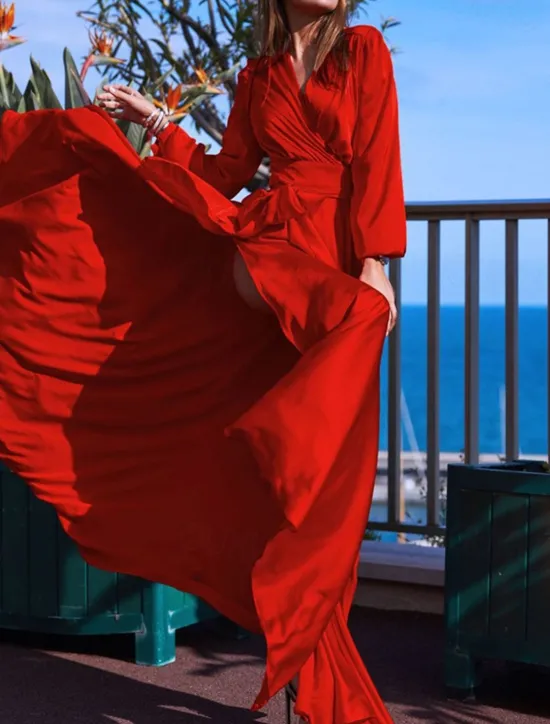 Clearance Women's Maxi Dress Swing Dress Boho Chic Dresses Stylish Sexy Boho Vacation Daily Date Regular Fit Plain Sleeveless V Neck Red Green Summer Women Vacation Dresses
