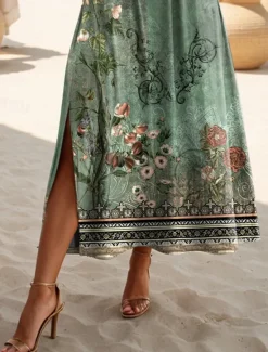 Hot Women's Maxi Dress T Shirt Dress Tee Dress Sundress Shift Dress Summer Dress Bohemia Vacation Party Holiday Regular Fit Vintage Bohemian Short Sleeve Crew Neck Summer Spring Women T Shirt Dresses