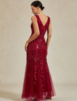 Best Women's Maxi Dress Trumpet Mermaid Dress Elegant Evening Party Regular Fit Solid Color Sleeveless V Neck Summer Spring Women Cocktail Dress