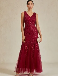 Best Women's Maxi Dress Trumpet Mermaid Dress Elegant Evening Party Regular Fit Solid Color Sleeveless V Neck Summer Spring Women Cocktail Dress