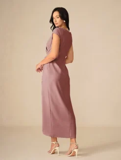 Hot Women's Maxi Dress Wrap Dress Elegant Party Birthday Wedding Vacation Wedding Guest Regular Fit Solid Color Short Sleeve V Neck Summer Spring Fall Women Cocktail Dress