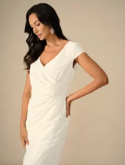 Clearance Women's Maxi Dress Wrap Dress Elegant Party Birthday Wedding Vacation Wedding Guest Regular Fit Solid Color Short Sleeve V Neck Summer Spring Fall Women Cocktail Dress