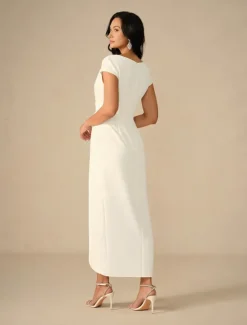 Clearance Women's Maxi Dress Wrap Dress Elegant Party Birthday Wedding Vacation Wedding Guest Regular Fit Solid Color Short Sleeve V Neck Summer Spring Fall Women Cocktail Dress