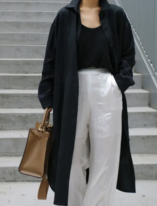 Clearance Women's Maxi long Dress Linen-Inspired Dresses Shirt Dress Casual Dress Shift Dress Casual Mature Winter Dress Vacation Daily Loose Fit Pure Color Long Sleeve Shirt Collar Black Navy Blue Beige Women Dresses