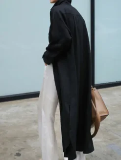 Clearance Women's Maxi long Dress Linen-Inspired Dresses Shirt Dress Casual Dress Shift Dress Casual Mature Winter Dress Vacation Daily Loose Fit Pure Color Long Sleeve Shirt Collar Black Navy Blue Beige Women Dresses