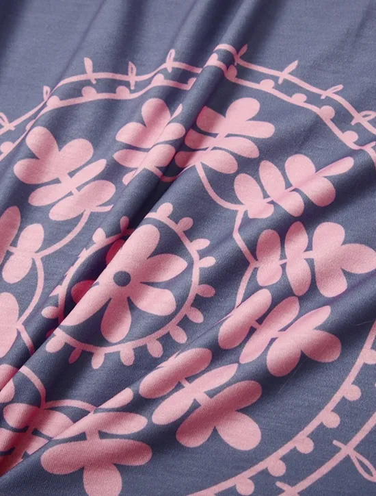 Hot Women's Maxi long Dress Long Dress Maxi Dress Casual Dress T Shirt Dress Tee Dress Boho Dress Print Dress Fashion Bohemian Casual Outdoor Vacation Daily Loose Fit Floral Short Sleeve V Neck Sky Blue Women Floral Dresses