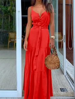 Best Women's Maxi long Dress Maxi Dress White Dress Graduation Dress Summer Dress Elegant Modern Wedding Party Daily Slim Pure Color Sleeveless Spaghetti Strap White Yellow Red Blue Summer Spring Women White Dresses