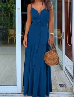 Best Women's Maxi long Dress Maxi Dress White Dress Graduation Dress Summer Dress Elegant Modern Wedding Party Daily Slim Pure Color Sleeveless Spaghetti Strap White Yellow Red Blue Summer Spring Women White Dresses