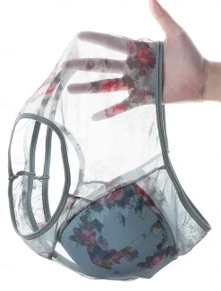 Online Women's Mesh Floral Print Bra Graphic Bra Wirefree Non Padded Full Coverage Solid Moulded Everyday Bra Home Outfits Women Lingerie