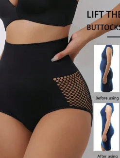 Hot Women's Mesh Tummy Control Thong Shapewear for Women High Waist Shaping Underwear Seamless Body Shaper Panties Girdle Home Outfits Women Shapewear