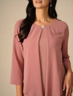 Women's Midi Dress A Line Dress Chiffon Party Birthday Cocktail Wedding Guest Cocktail Party Regular Fit Solid Color 3/4 Length Sleeve Crew Neck Summer Women Cocktail Dress