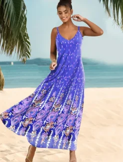 Discount Women's Midi Dress A Line Dress Slip Dress Vacation Casual Daily Regular Fit Floral Graphic Sleeveless V Neck Summer Spring Women Vacation Dresses